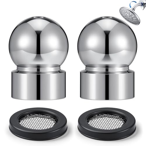 Moxweyeni 2 Pack 1/2-inch Iron Pipe Shower Arm Ball Adapter with Gasket Washer Filters Shower Head Ball Joint Replacement Universal Fit for Standard Swivel Heads (Chrome Finish)