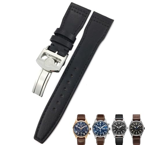 Bracelet de montre en cuir de vachette noir PURYN pour IWC Big Pilot