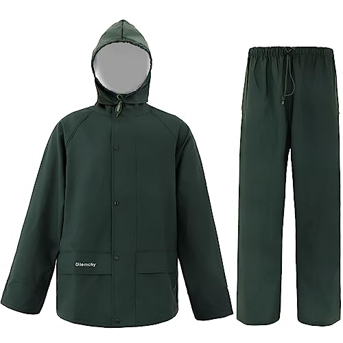 VUVEA Rain Suit For Men & Women Waterproof Heavy Duty Rain Gear Reflective Jacket & Bib Pants for Fishing Outdoor Work Raincoats