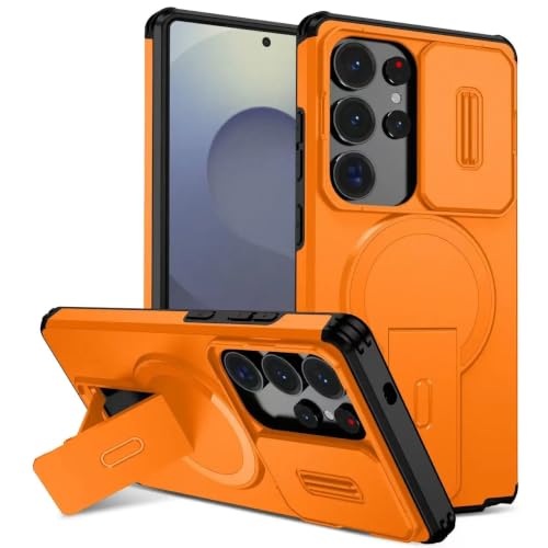 Coque antichoc Galaxy A16 orange avec anneau magnétique et béquille