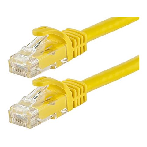 Monoprice Flexboot Cat6 Ethernet Patch Cable - Network Internet Cord - RJ45, Stranded, 550Mhz, UTP, Pure Bare Copper Wire, 24AWG, 2ft, Yellow Cover