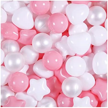 GOGOSO Pink Ball Pit Balls with Star Balls Heart Balls 100 - Crushproof Plastic Balls for Babies Toddlers Kids Children for 1 2 3 4 5 Years Old,5 Colors,2.15inches
