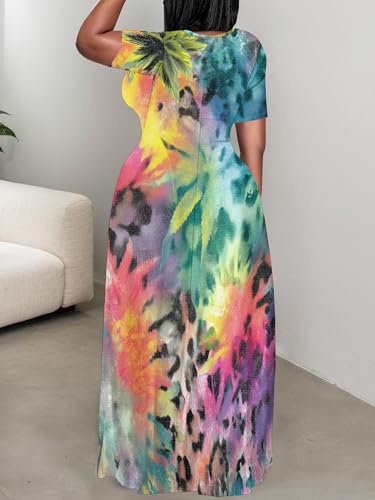 Image of Plus Size Maxi Dresses for Curvy Women T-Shirt Summer Sun Dresses Loose Fit