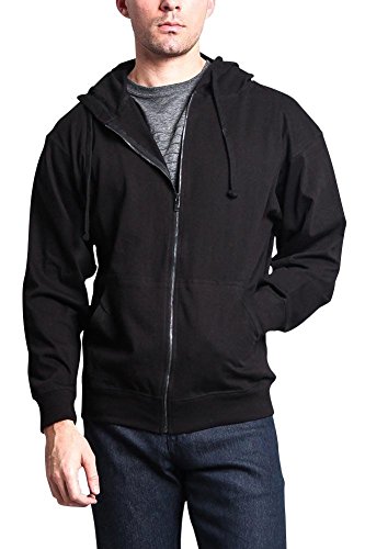 G-Style USA Lightweight 6oz Zip-up Jersey Hoodie MH13106 - Black - Medium - DD9F