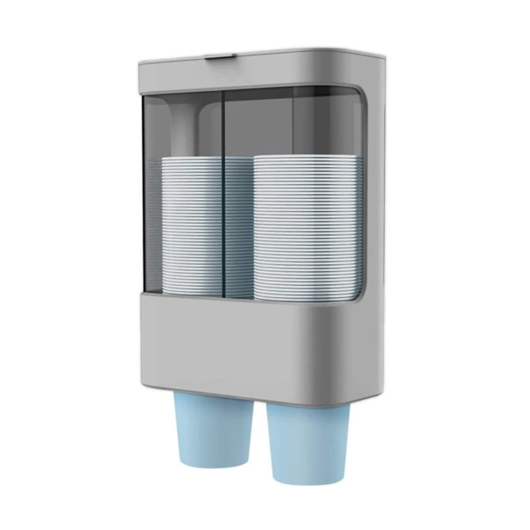 Hintyne wall mounted cup dispenser Cup Dispenser Pull Type Holder Wall Mounted Double Tube Disposable Cups Grey