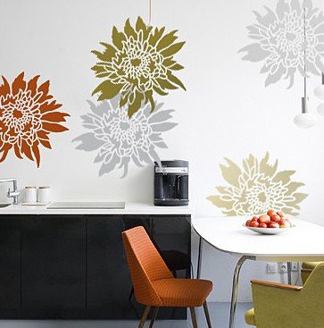 Flower Stencil Chrysanthemum Grande LG - Large Wall Stencils for Nursery Décor – Easier and More Cost Effective Then Wallpaper - Floral Nursery Ideas - Designer Stencils by Cutting Edge Stencils