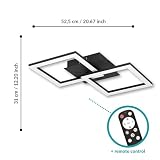 EGLO lampa sufitowa LED RGBIC, geometryczna oprawa podsufitowa z efektami świetlnymi dekoracja pokoju gamingowego i na imprezę oświetlenie sufitowe pilotem ciepła biel RGB metal w kolorze czarnym