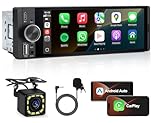 MRSXWPY Single Din Car Stereo, 1 Din Car Radio with Wireless CarPlay & Android Auto, 6.36" Head Unit with Backup Camera, Voice Control, Mirror Link, FM, Bluetooth Hands-free Calling, SWC, EQ, Type-C