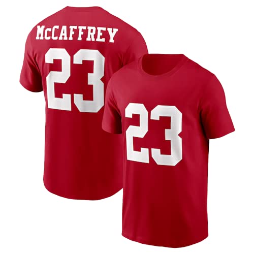 Gridiron Grip Christian McCaffrey #23 Football 100% Cotton Shirt Jersey Mens Adult (1XL Red)