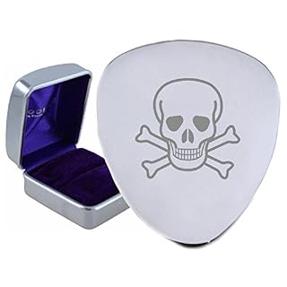 Pirate Tête de mort Bones en acier médiator gravé – Texte en option sur Box - Les Beatles, Paul McCartney, John Lennon, RIngo Starr, George Harrison