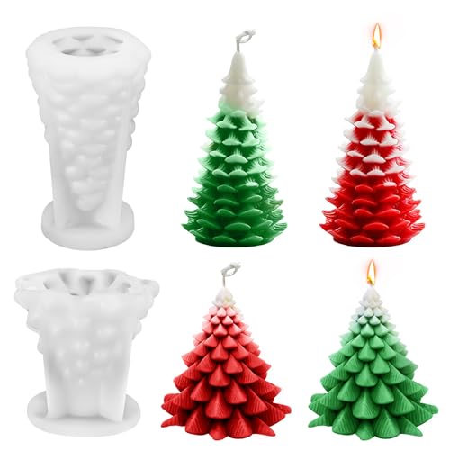 Molde de silicone para árvore de Natal, 2 unidades, runeAY moldes de silicone, moldes de fundição para velas de Natal, velas 3D, molde de silicone para trabalhos manuais