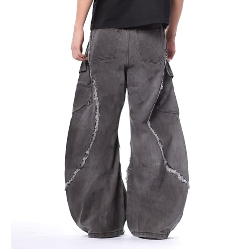 Barrel Jeans Men Baggy Cargo Skater Denim Pants Streetwear High Waist Barrel Leg Bottoms Ripped Distressed Loose Fit Relaxed4