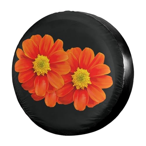 Image of Delerain Orange Flower Spare Tire Cover for Jeep RV Trailer SUV Truck and Many Vehicle, Wheel Covers Sun Protector Waterproof (15 Inch for Diameter 27 inch-29 inch)