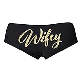 Classy Bride’s “Wifey” Wedding Underwear for Women – Black with Gold Glitter Women Boyshort Underwea