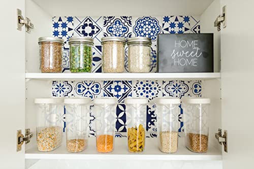 Gleom Blue Contact Paper Self Adhesive 17.7”X78.7” Tile Pattern Contact Paper Waterproof For Kitchen Backsplash Cabinet Thicken Glossy Peel And Stick Wallpaper For Countertop Shelf Liner Vinyl Film #TOP4