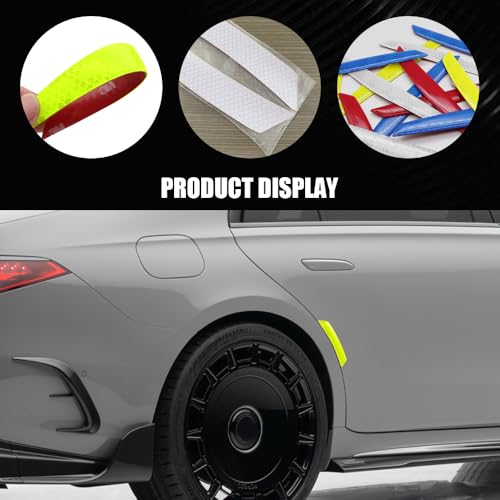 Image of 2PCS Car Reflective Trim Side Marker Stickers, Side Reflectors for Car, Anti-Collision Automatic Bumper Fender Stickers, Auto Exterior Accessories Reflector Guard Fit Cars (Green, 2PCS)