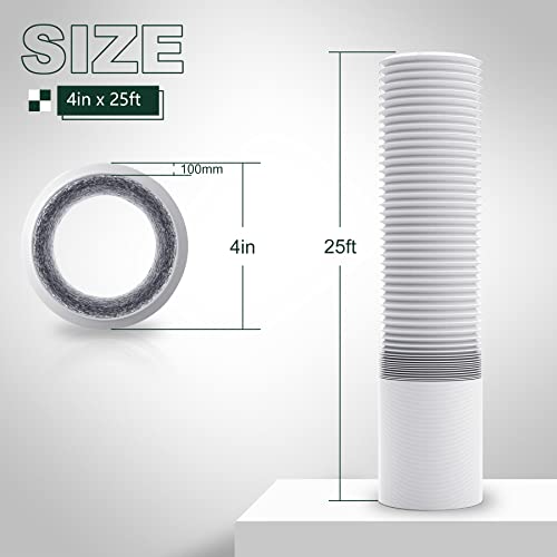 Flehomo 4Inch 25Ft Aluminum Ducting, Flexible Heavy Duty 4 Layer Protection Ducting Vent Hose For Hvac Ventilation And Exhaust, Duct Fan System, White #TOP1