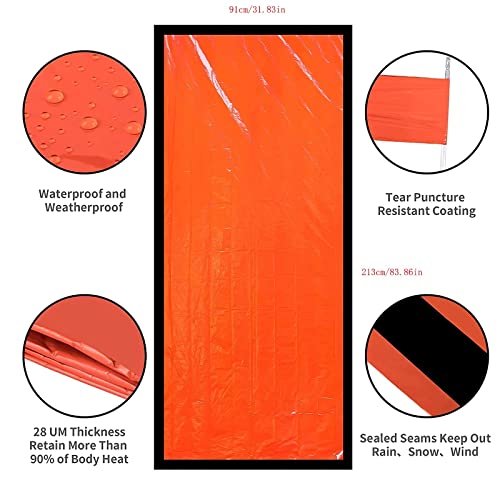 Miniatura 2 de Honyao Saco De Dormir Emergencia, Mantas Termica De Aluminio, Supervivencia Bivy Para Vivac, Cámping, Excursionismo, Trekking Naranja Con Silbar 2