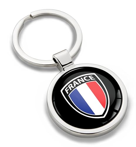 Biomar Labs Porte-clés en métal en acier inoxydable avec boîte cadeau pour homme et femme drapeau de la france KK 266