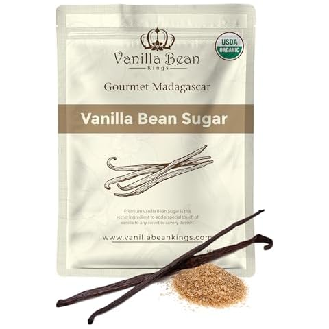 Organic Vanilla Bean Sugar - Made with Real Madagascar Vanilla Pods & Pure Cane Sugar - For Cooking, Baking, & Additional Flavoring - A Sweet Substitute for Extract, Paste, and Beans - 12 OZ Cover