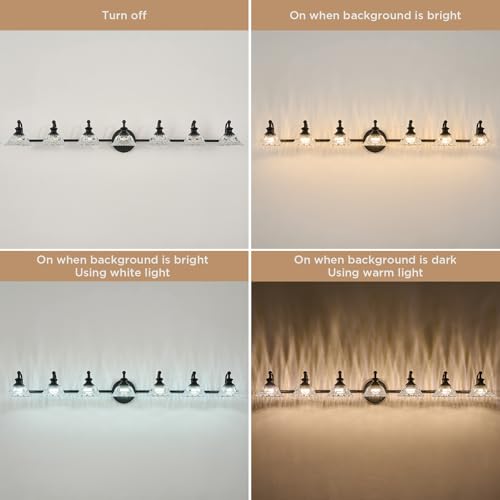 Image of XIEDUN Black 7 Light Vanity Light Bathroom Light Fixtures