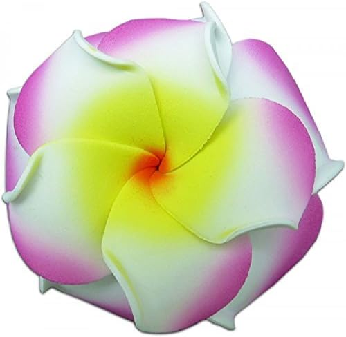 Foam Double Petal Flower Medium Hair Clip Plumeria Lilac, White, Yellow