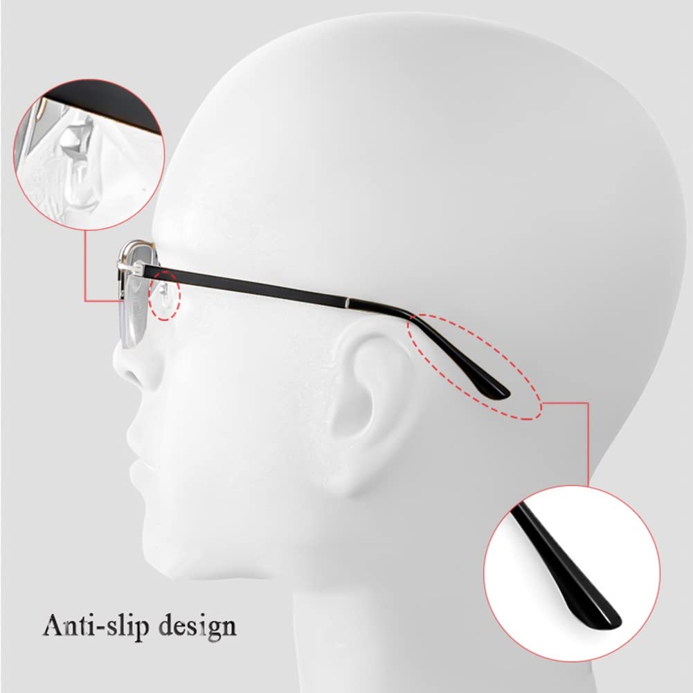 Anti Blue Light Okulary do Czytania, Stylowa Okulary Półokulary, Metalowe Okulary dla Mężczyzn (Color : Noir, Size : 3.5)