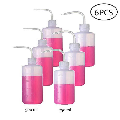 6 Pack Wash Bottle, Plastic Squeeze Bottle, Narrow Mouth Squeeze Bottle, Safety Wash