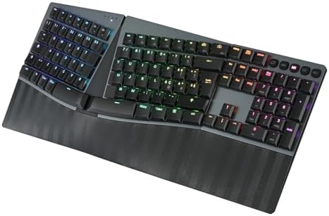 Perixx PERIBOARD-835BR Tastiera Meccanica Ergonomica Wireless RGB, Switch Marroni Profilo Basso, Multi-Dispositivo, Layout Italiano