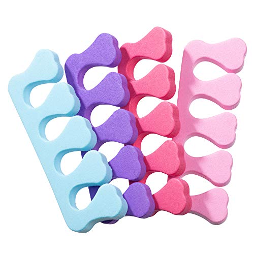 Toe Separators - 100 Pack Soft Foam Toe Cushions and Spacer Perfect for Nail Polish, Pedicure, Bunion Relief and Hammer Toe (4 Colors)