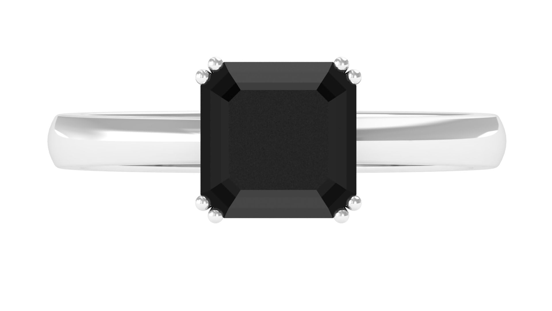 4 CT Lab Created Black Diamond Solitaire Ring, 7 MM Asscher Cut Lab Created Black Diamond Ring, Lab Created Black Diamond Solitaire Ring for Women