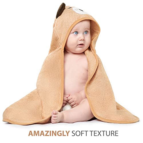 Miniboo Premium Bamboo Baby Towel With Unique Dog Design – Extra Soft And Absorbent Baby Bath Towel For Newborns, Infants, And Toddlers – Suitable As Baby Gifts #TOP4