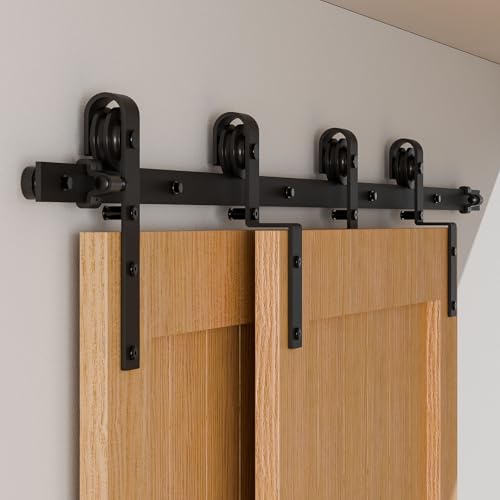 200CM/6.6FT Bypass Quincailleri pour Porte Coulissante Kit Double Portes Interieur Facile à Installer