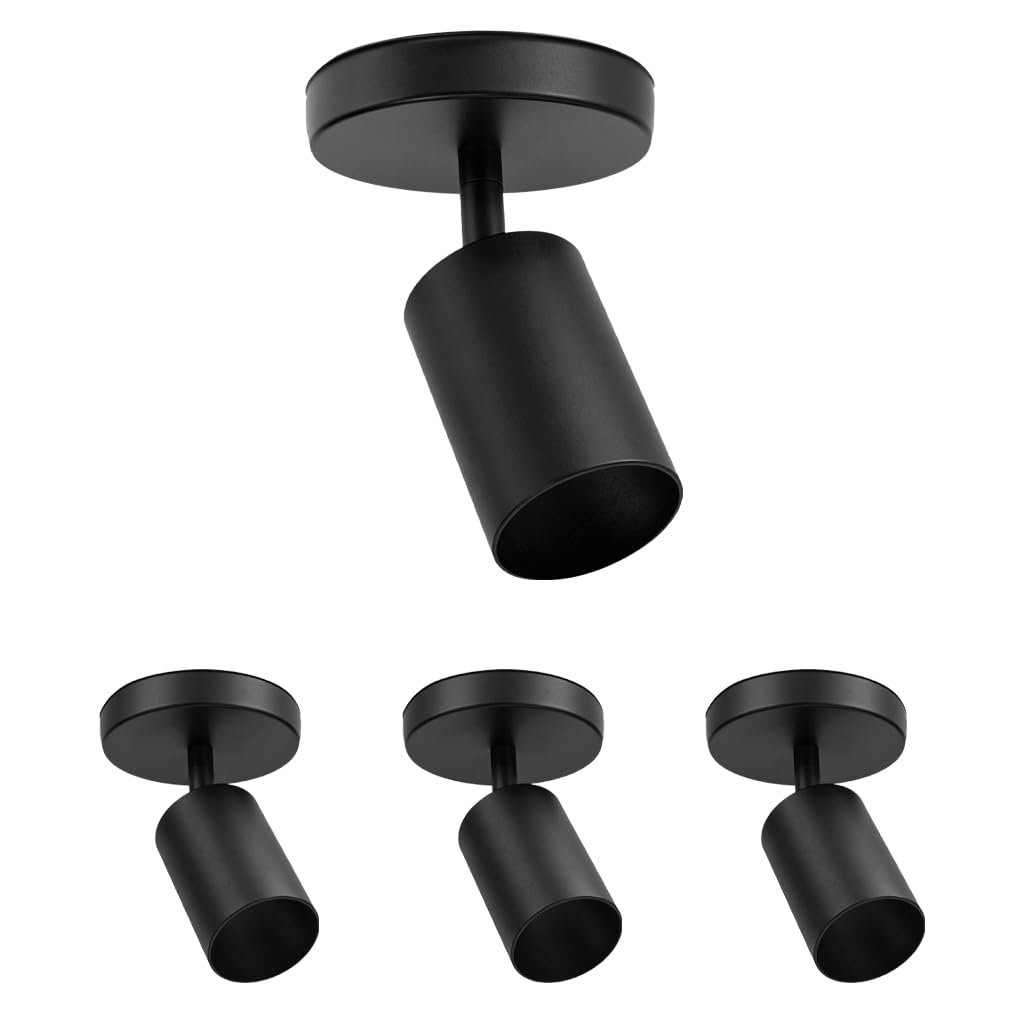 Faretto orientabile 4 pezzi senza lampadina GU10, lampada da parete interna, faretto da parete, faretto da soffitto, faretto da soffitto nero opaco girevole 350°/90° per soggiorno, cucina