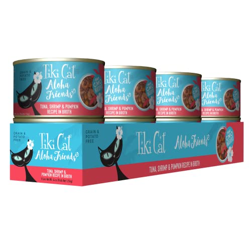 Tiki Cat Aloha Friends, Tuna, Shrimp & Pumpkin, Grain-Free & High Moisture, Wet Cat Food For All Life Stages 5.5 Oz. Cans (Case Of 8) #TOP2
