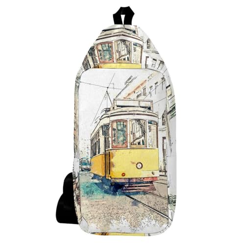 Sac à dos à bandoulière Old Tram multicolore 16x36.5cm pour voyage et randonnée