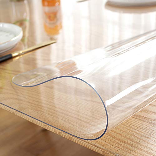 LovePads Upgraded Version 1.5mm Thick 17 x 48 Inches Clear Desk Cover Protector, Rectangular Plastic Table Cover, Vinyl Desk Top Cover Mat for Computer, Writing Desk, Coffee Table, Countertop