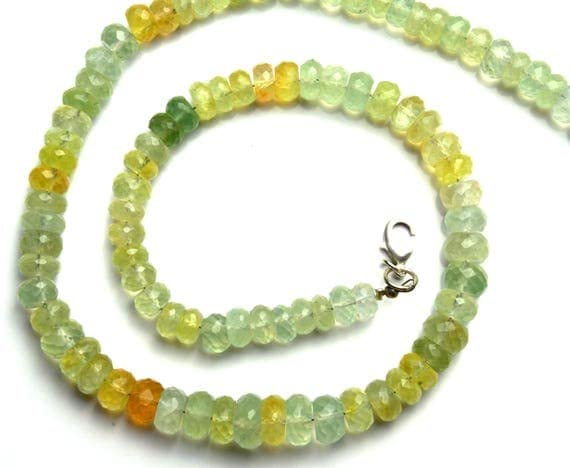 Prehnite naturelle en perles rondelles facettées 7-9mm de qualité supérieure pour bijoux