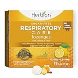 Herbion Naturals Respiratory Care Lozenges, Sugar-Free Honey Lemon Flavour – Herbal Blend for Throat Comfort & Respiratory Wellness – 18 Lozenges, No Added Colours