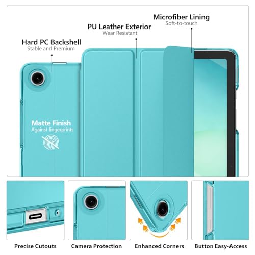 Image of MoKo for Samsung Galaxy Tab A11 Plus / A11+ Case 11 Inch 2026, Galaxy Tab A9 Plus / A9+ Case 11 Inch 2024, Slim Stand Hard PC Translucent Back Shell Smart Cover, Auto Wake /Sleep, Azure