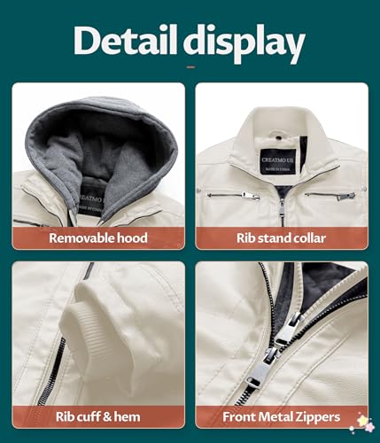 Image of Boy's Faux Leather Jacket Windproof Warm Winter Coat Kids Bomber Outerwear Waterproof PU Motorcycle Jacket