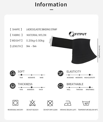 FITPUT Slim Belt for Women Belly Fat Belly Tummy Reduction Belt After Delivery Slimming Tummy Tucker Fat Waist Shapewear and HIPS Trainer Slim Stomach, 4 Meter Length (Black) - Image 5