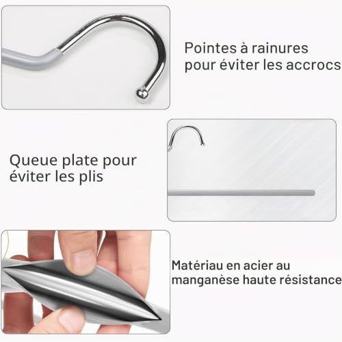 MAFAGE Cintres Pantalons Métal 20 Pièces Antidérapants Gain de Place 29 cm – vue 3