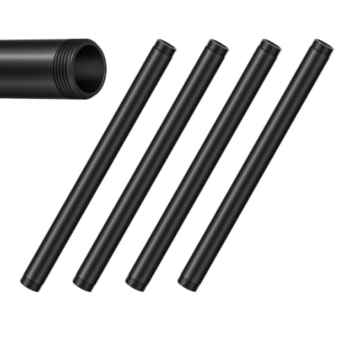 XinDoingNow Painted Black Iron Pipe,Black,3/4"x 10",4Pack