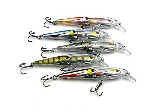 LENPABY 5 unids pesca Topwater señuelos Grupo Pez Minnow Plástico Pesca Cebo para Bass Trucha Agua Dulce y Salada 10.5CM 11G Cover