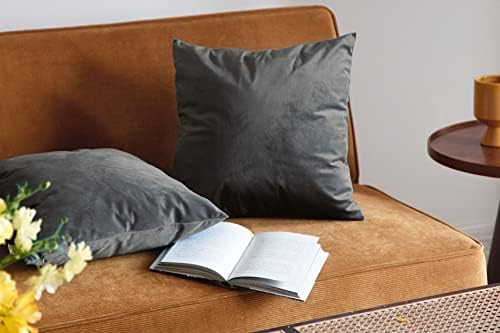 Pagnanno. Set of 2 Soft Velvet Cushion Covers 45x45cm(18x18 Inches) Plain Throw Pillowcases Square Cushion Covers for Chairs,living room,bedroom with Invisible Zipper ((Pack of 2), Olive Green))