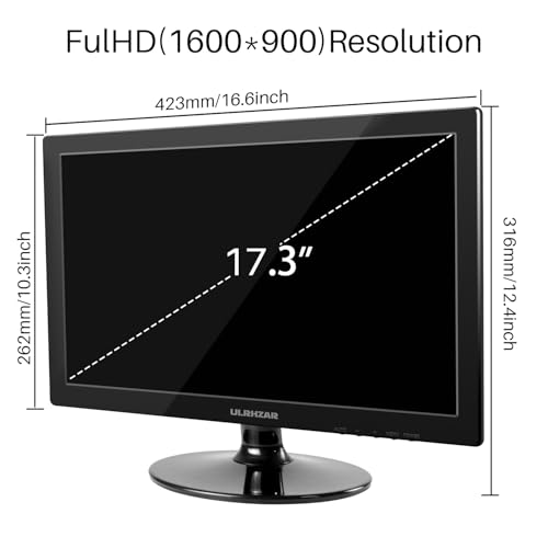 Image of 17.3inch PC Monitor 1600x900 LCD Screen Display 16:9, 60Hz, Built-in Speaker HDMI VGA, USB C Desktop Computer Monitor for Raspberry Pi Switch PS4 /5 Laptop