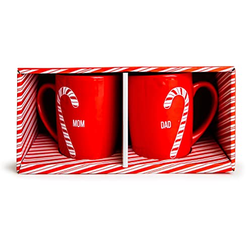 American Atelier 15Oz Holiday Mug Set – Set Of 2 Christmas-Themed Stoneware Cups, Candy Cane Mom And Dad Set– Unique Gift Idea For Christmas Or Birthday, Perfect For Tea & Coffee Lovers #TOP2