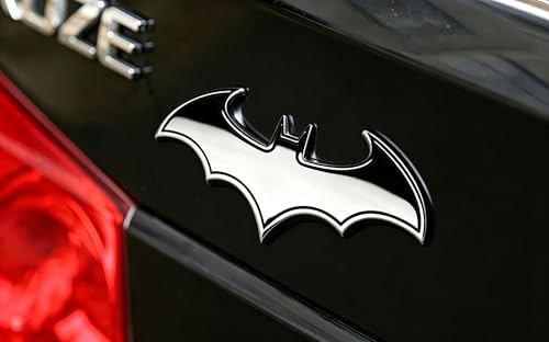 Image of 3D Metal Chrome Bat Emblem Badge Sticker Decoration for Car, Truck, Motorcycle, RV, Scooter, SUV, Door, Window (Silver Bat)