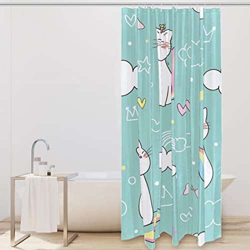 Rideau de douche 60x72 kitty cat unicorn imperméable avec 12 crochets - 3